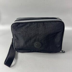 NWOT Kipling Black Nylon Double Zippered-Pockets Toiletory Organizer